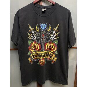 Scorpions Official Traditional Tattoo Band T-Shirt Tee Logo Mens Black Size Lrg